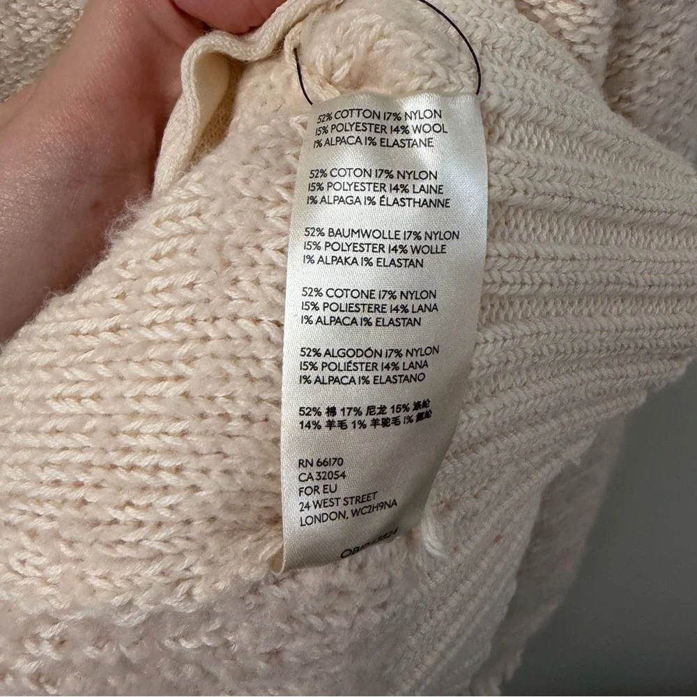 Free People NWOT Snow Drop Slouchy Cardigan‎ Cream Ivory Color Size Medium
